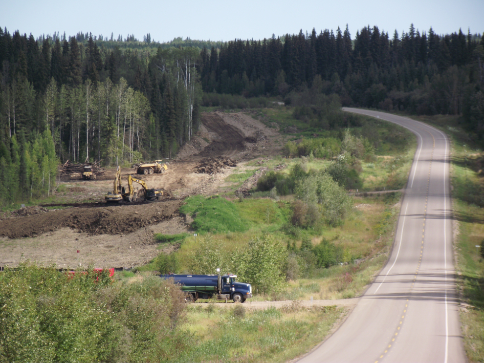 Construction of a new gas pipeline along the Liard Highway.