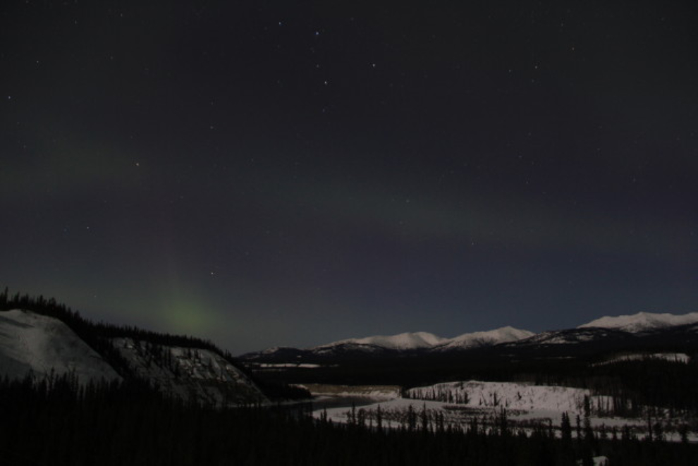 A winter full moon lighting up the Yukon River