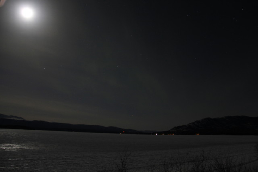 Marsh Lake, Yukon, on a winter full moon night