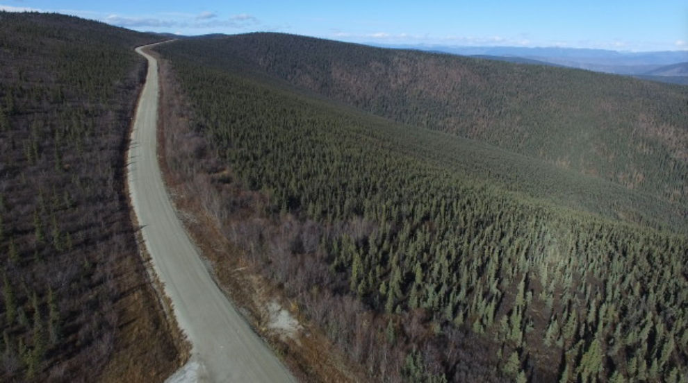 Drone view of the Top of the World Highway