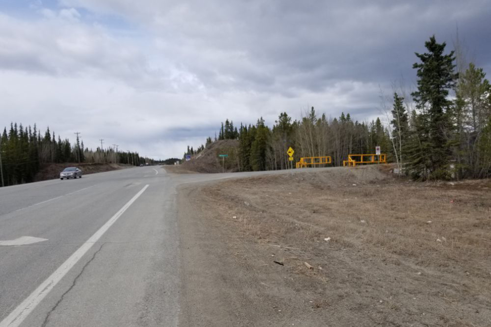 The junction of the Alaska Highway and Miles Canyon Road at Whitehorse