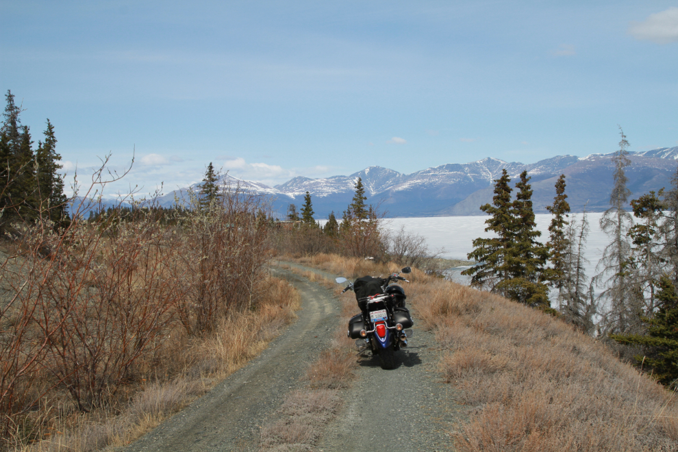 A long-abandoned section of the Alaska Highway along Kluane Lake
