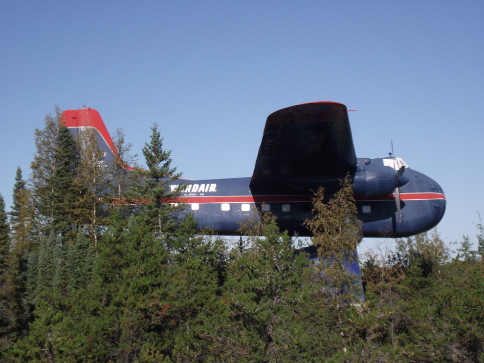 Bristol freighter CF-TFX on a stand at the Yellowknife airport