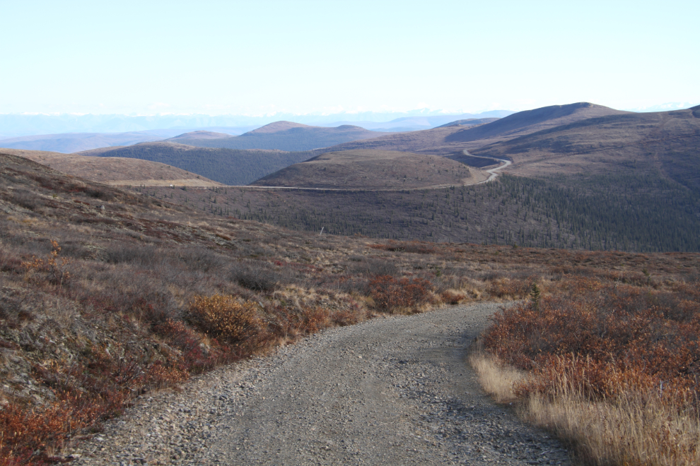 An old road from the Top of the World Highway into the Sixtymile gold district
