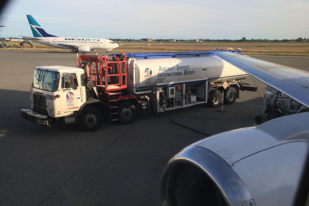Fueling up our plane at YVR