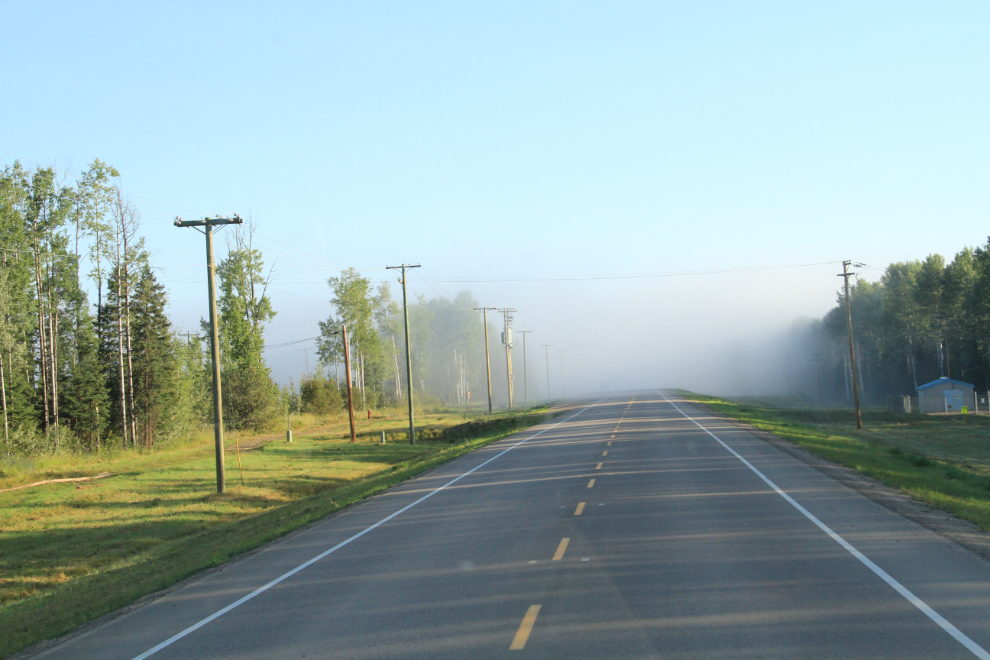 Fog on the Alaska Highway near Fort Nelson