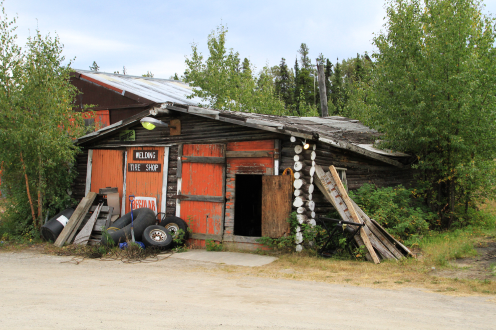 Tire shop at Contact Creek Lodge on the Alaska Highway