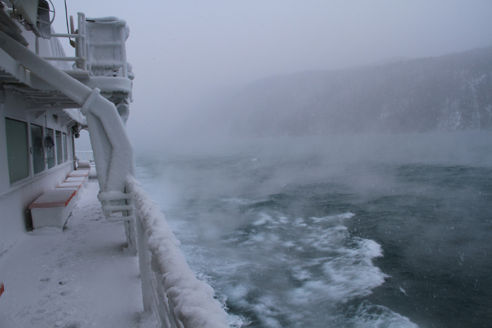 Sailing on an Alaska ferry during a February blizzazrd