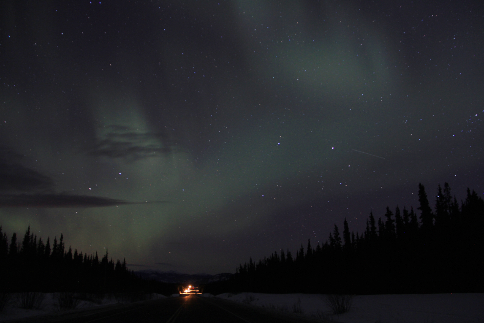 Northern Lights over the Alaska Highway at Marsh Lake, Yukon