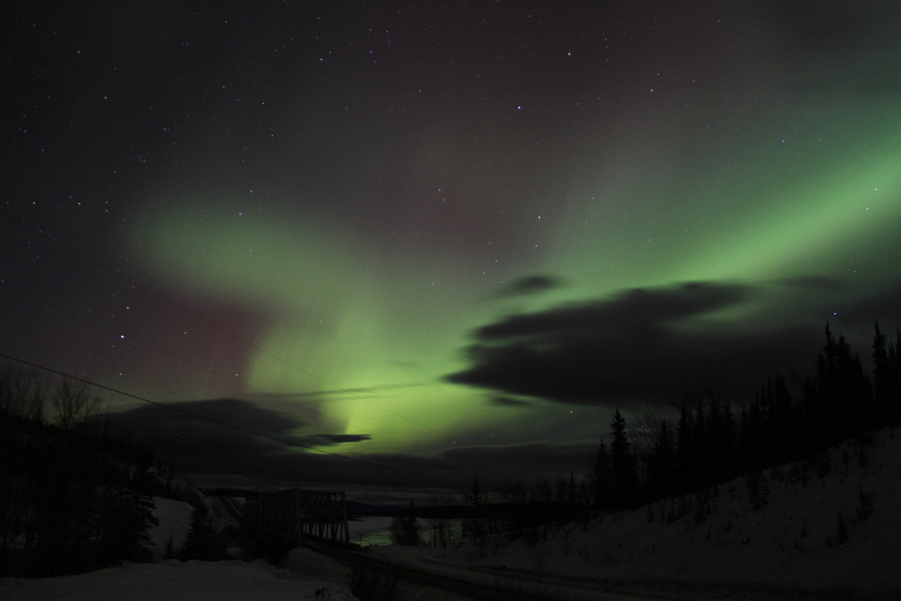 Northern Lights at the Yukon River Bridge on the Alaska Highway near Whitehorse