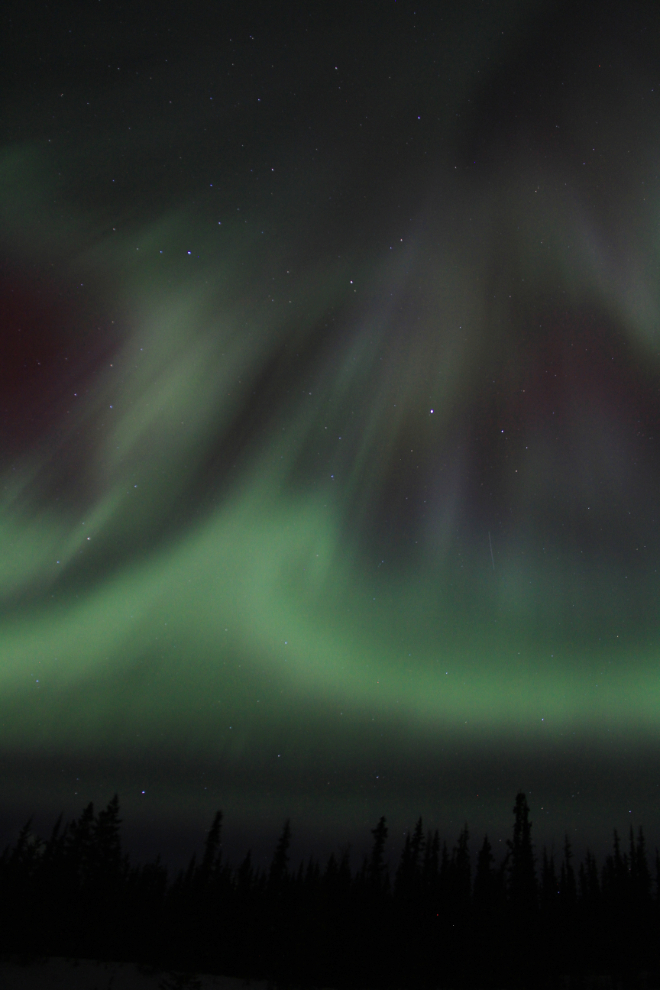 Aurora borealis along the Alaska Highway near Whitehorse, Yukon