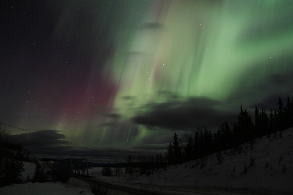 The Northern Lights over the Alaska Highway near Whitehorse