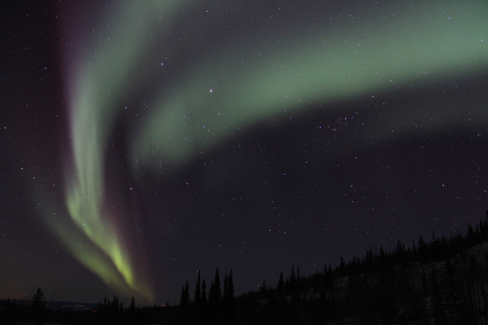 Aurora borealis on the Campbell Highway east of Carmacks, Yukon