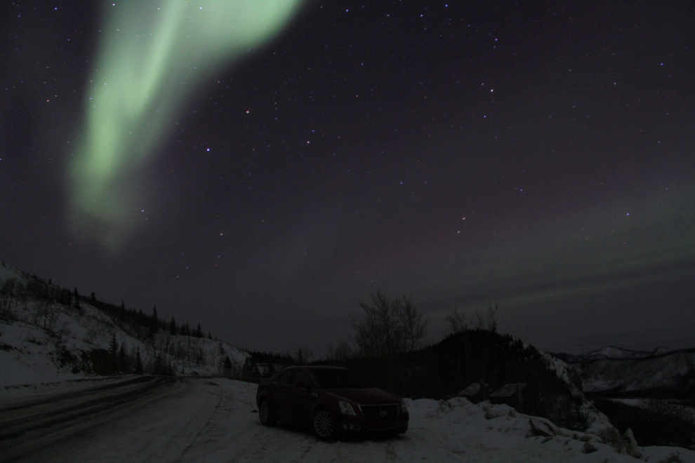 Aurora borealis on the Campbell Highway east of Carmacks, Yukon