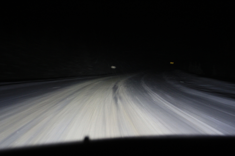 A snowy Yukon night drive