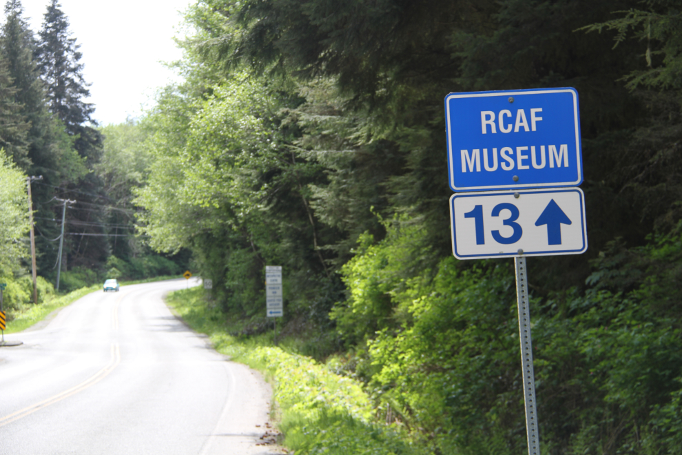 Sign to the RCAF Museum at Coal Harbour, BC