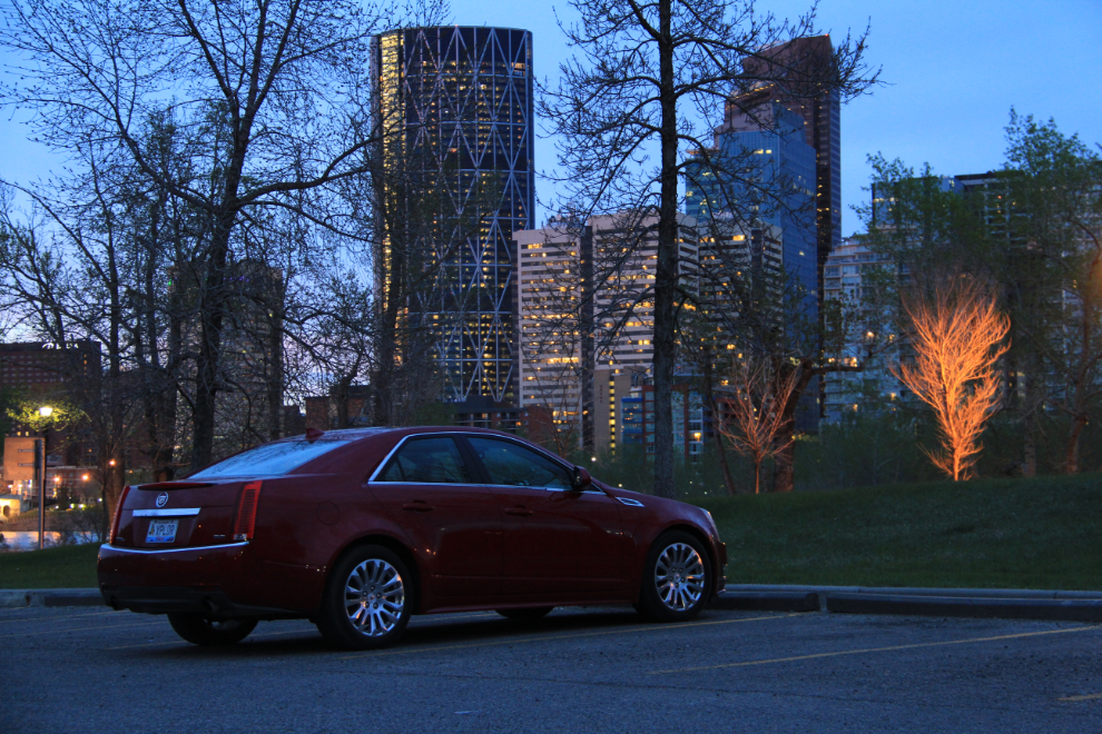My Cadillac CTS in downtown Calgary at night