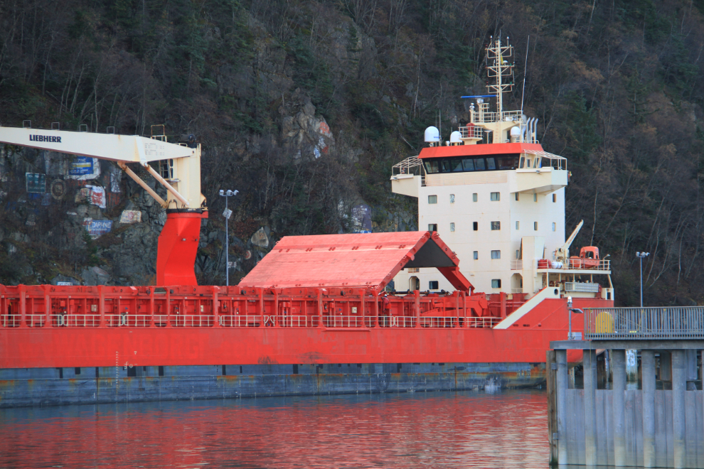 Heavy-lift cargo ship Nordana Madeleine in Skagway, Alaska 