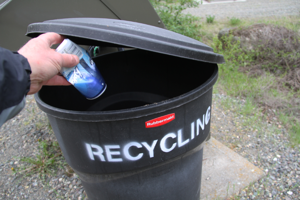 Recycling at the Gold Pan Provincial Park campground