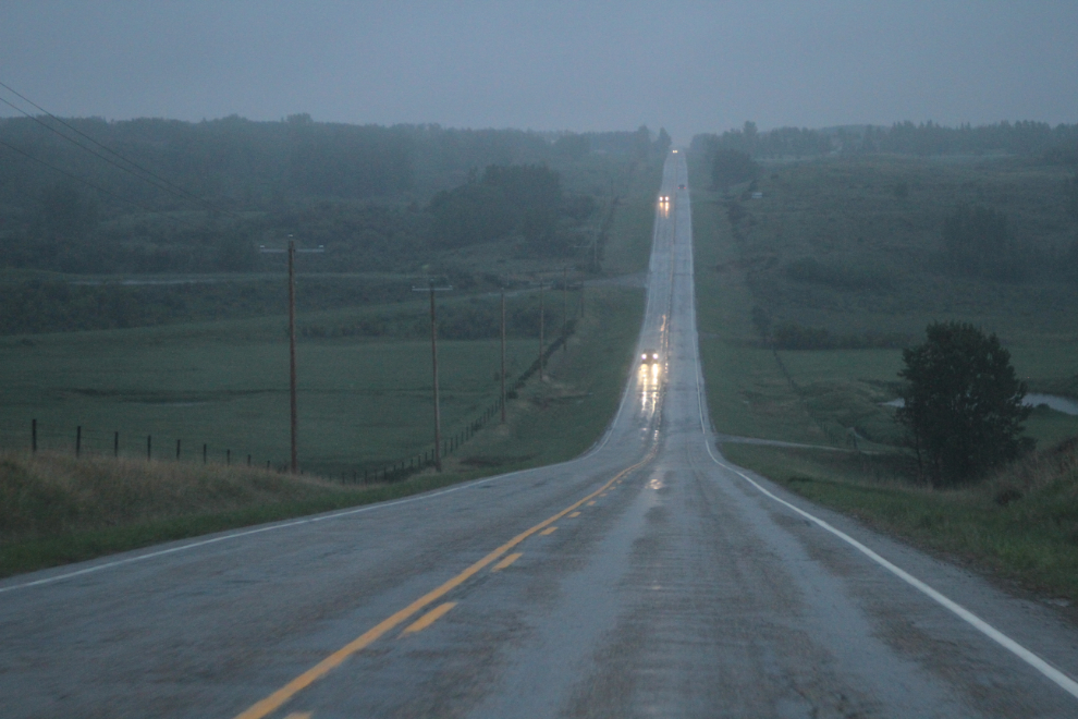 A rainy evening on an Alberta secondary highway