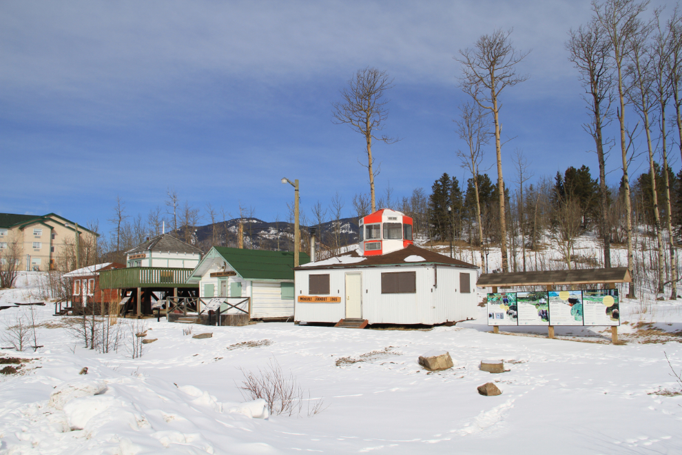Old forestry cabins and lookout towers at the Grande Cache Tourism & Interpretive Centre,  Alberta