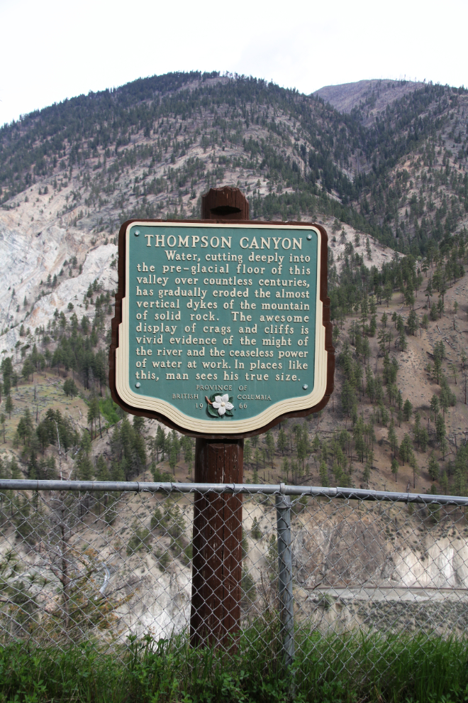 Heritage BC Stop of Interest sign about the Thompson Canyon