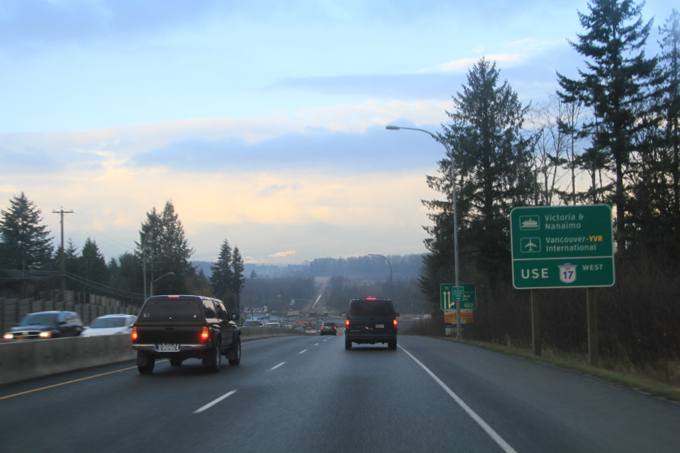 Signs pointing to new BC Highway 17, the South Fraser Perimeter Road