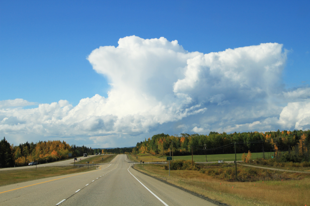 A particularly impressive thunderhead along Highway 16 in Alberta.
