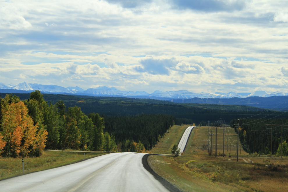 Alberta Highway 57 heading towards the Rocky Mountains