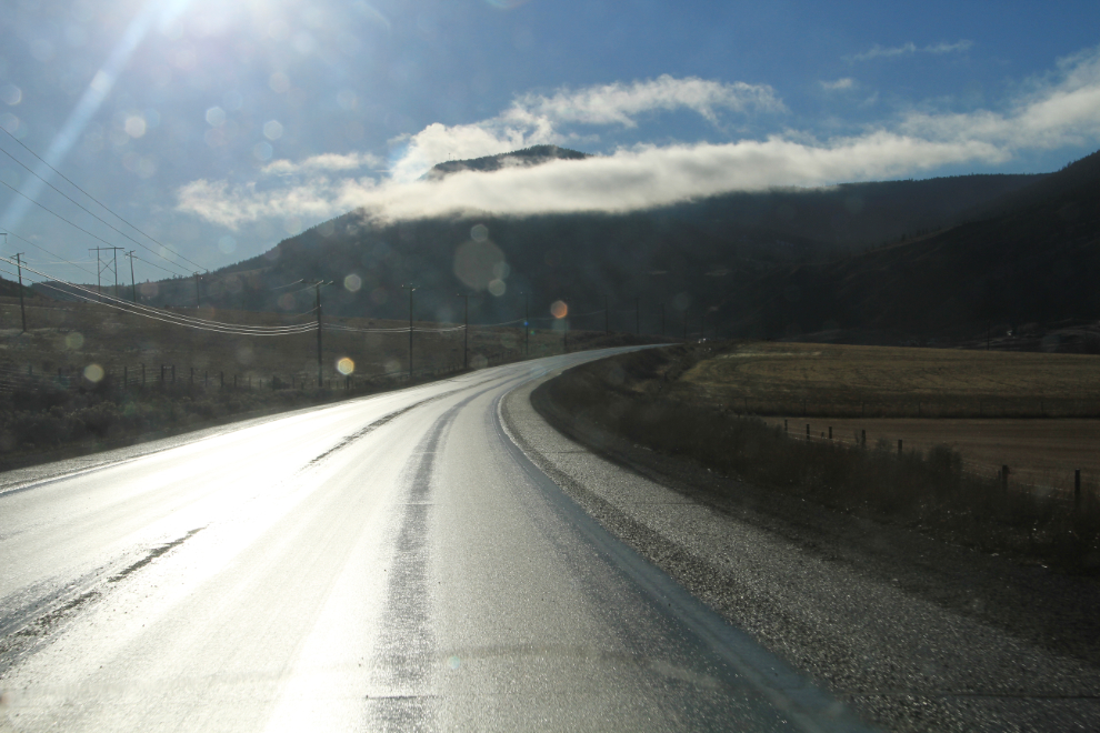 Sunshine and a wet road - Cariboo Highway, BC
