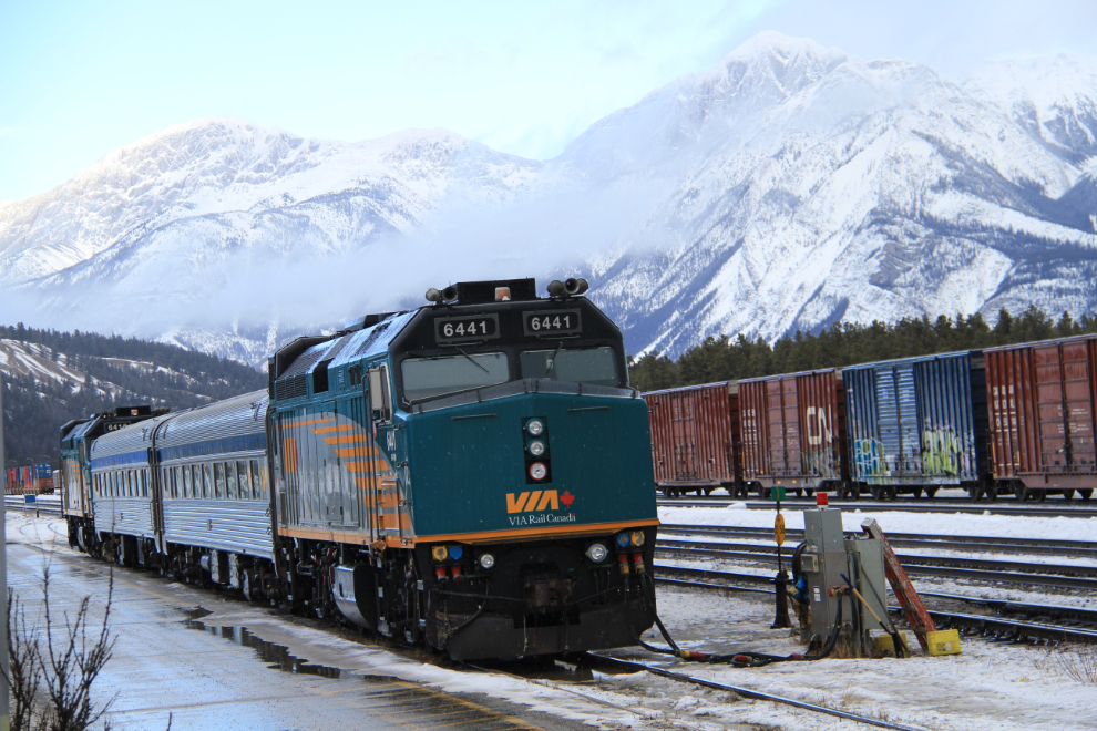 VIA Rail train in Jasper, Alberta