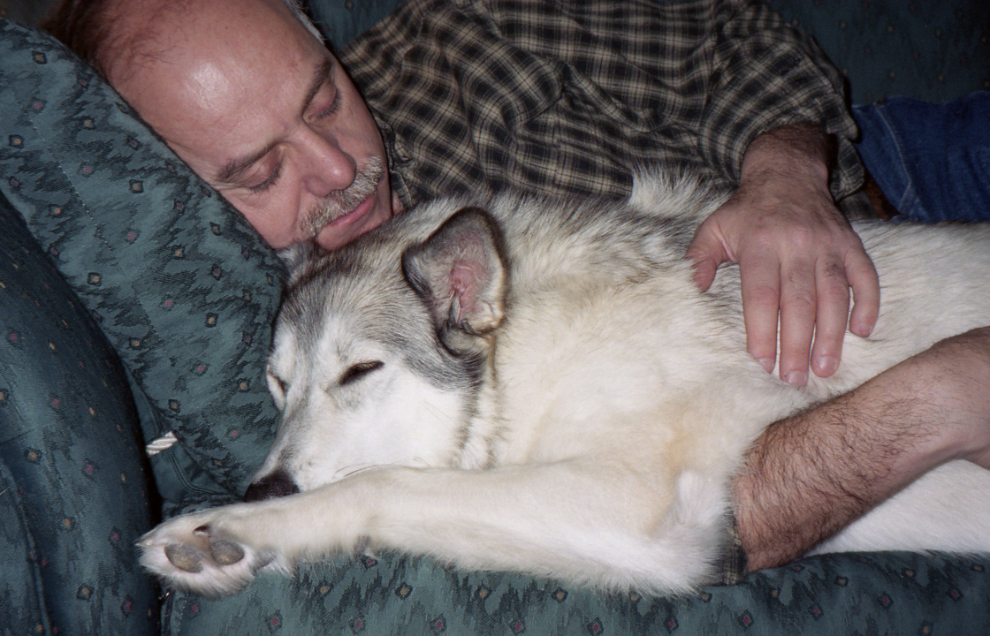 Murray with his wolf hybrid Kayla