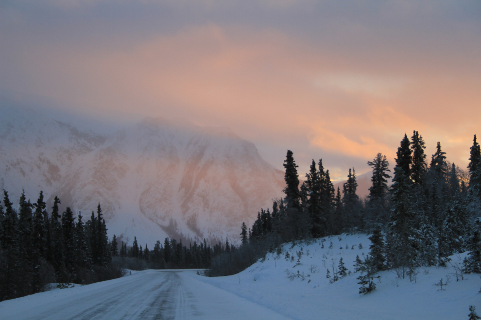 December sunrise along the South Klondike Highway