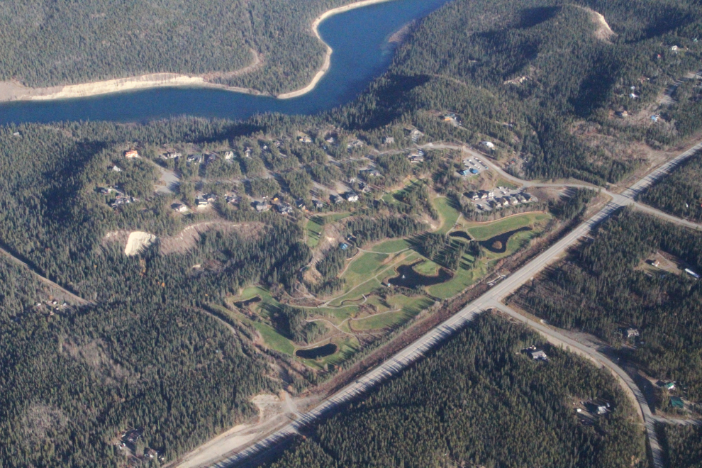 Whitehorse aerial - the Meadow Lakes Golf Course and Alaska Highway.