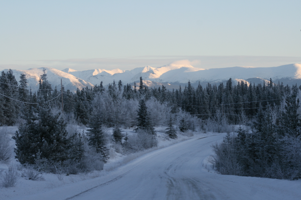A frosty morning on the Old Alaska Highway west of Whitehorse
