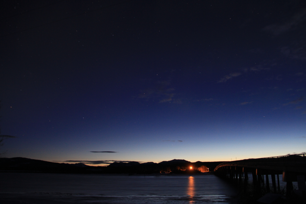 Winter dawn at the Tagish River Bridge, Yukon