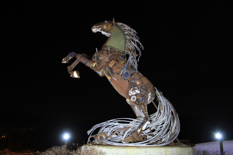The Horse statue at night - Whitehorse, Yukon
