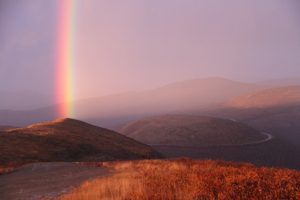 Fall rainbow at the summit of the Top of the World Highway, Yukon