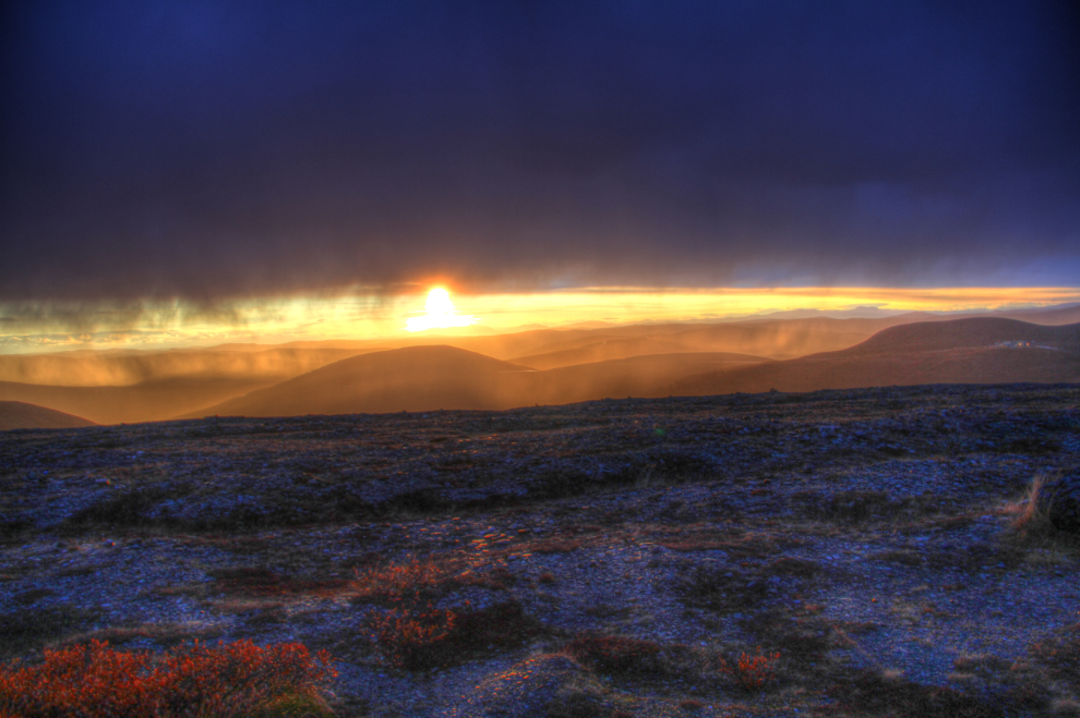 Fall sunset at the summit of the Top of the World Highway, Yukon