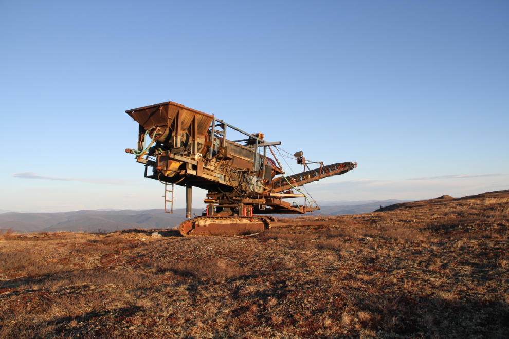 A massive self-propelled gold-sluicing machine off the Top of the World Highway