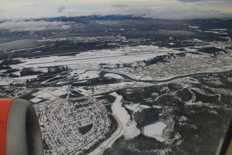 Aerial view of Whitehorse in December