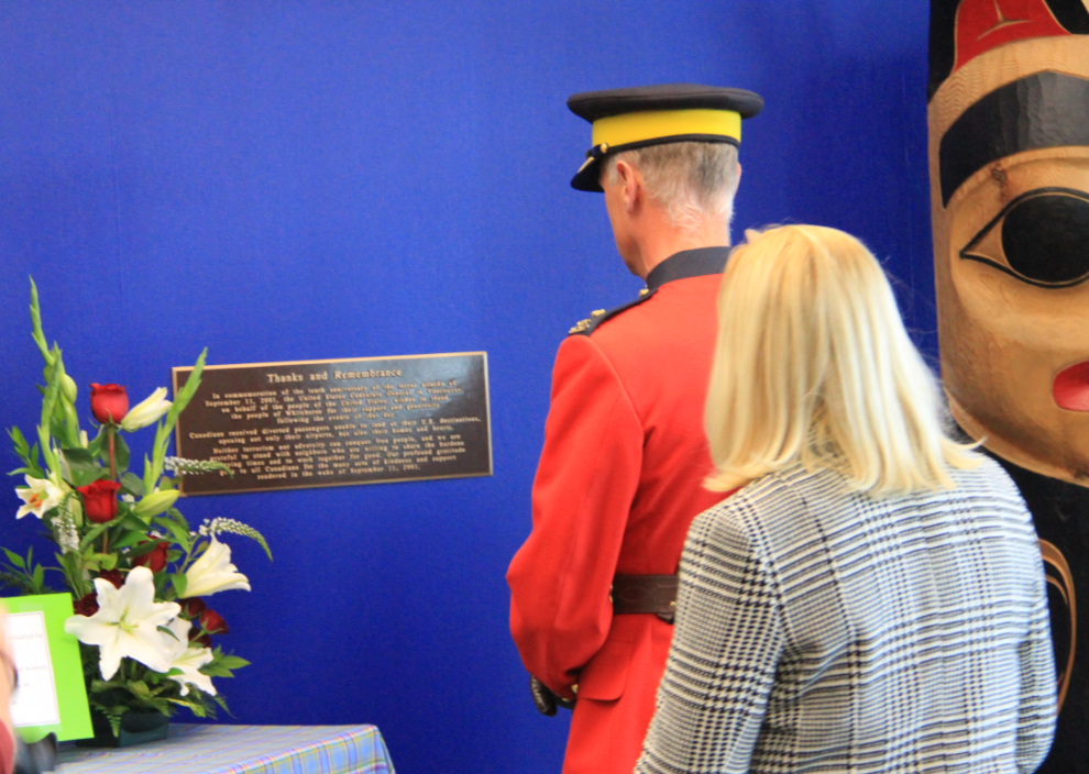 Presentation of the September 11, 2001 memorial plaque at Erik Nielsen Whitehorse International Airport