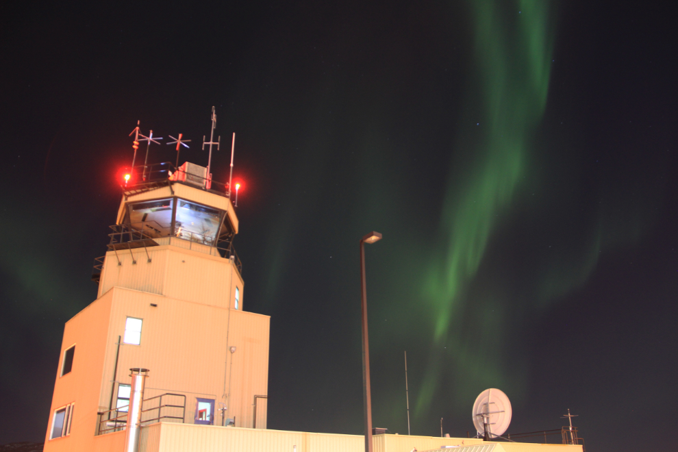 The Whitehorse airport control and the aurora borealis