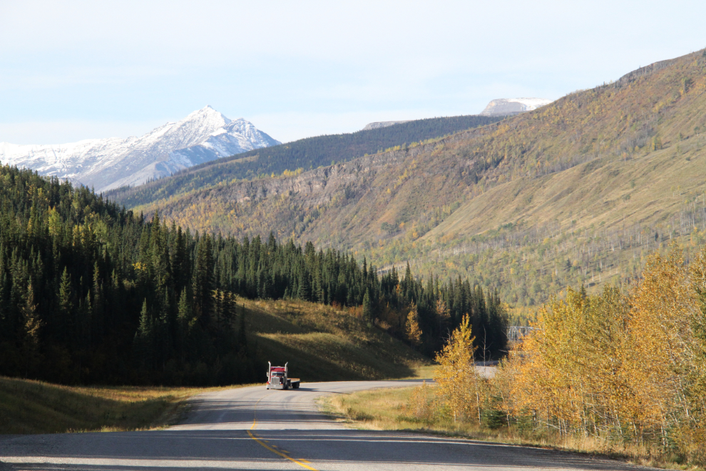 The Alaska Highway along the Racing River in BC