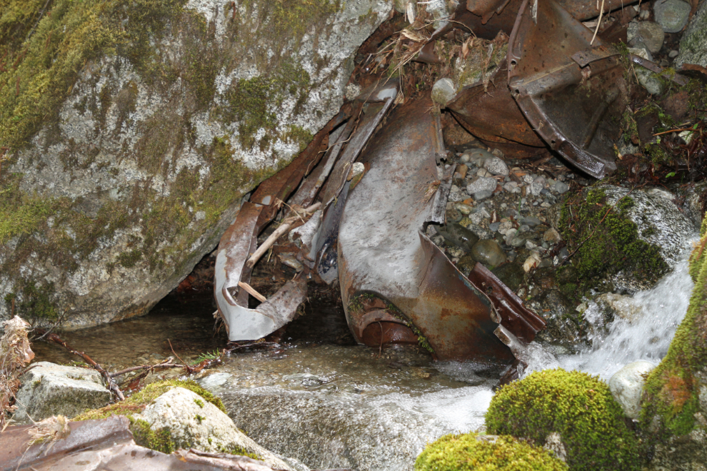 A 1940 Ford crashed along the old Fraser Canyon highway