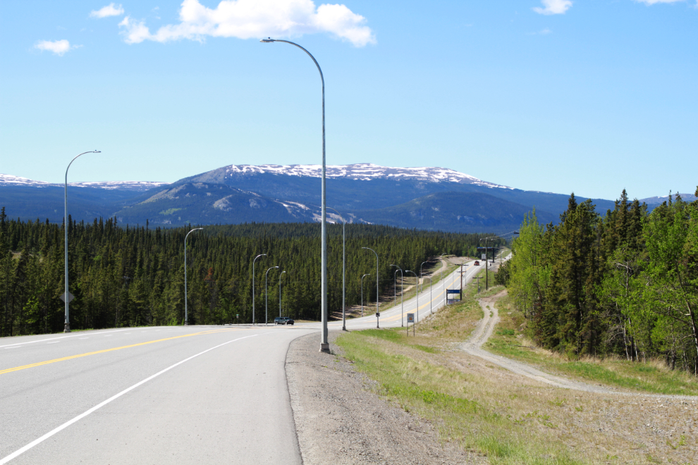 Riding along the Alaska Highway east of Whitehorse.