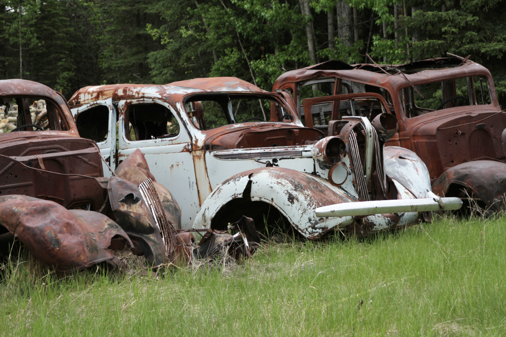 Antique cars at the Brazeau Collieries, Nordegg, Alberta