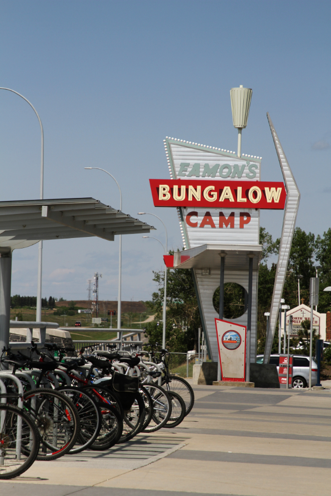 Eamon's Bungalow Camp sign at the Tuscany LRT Station