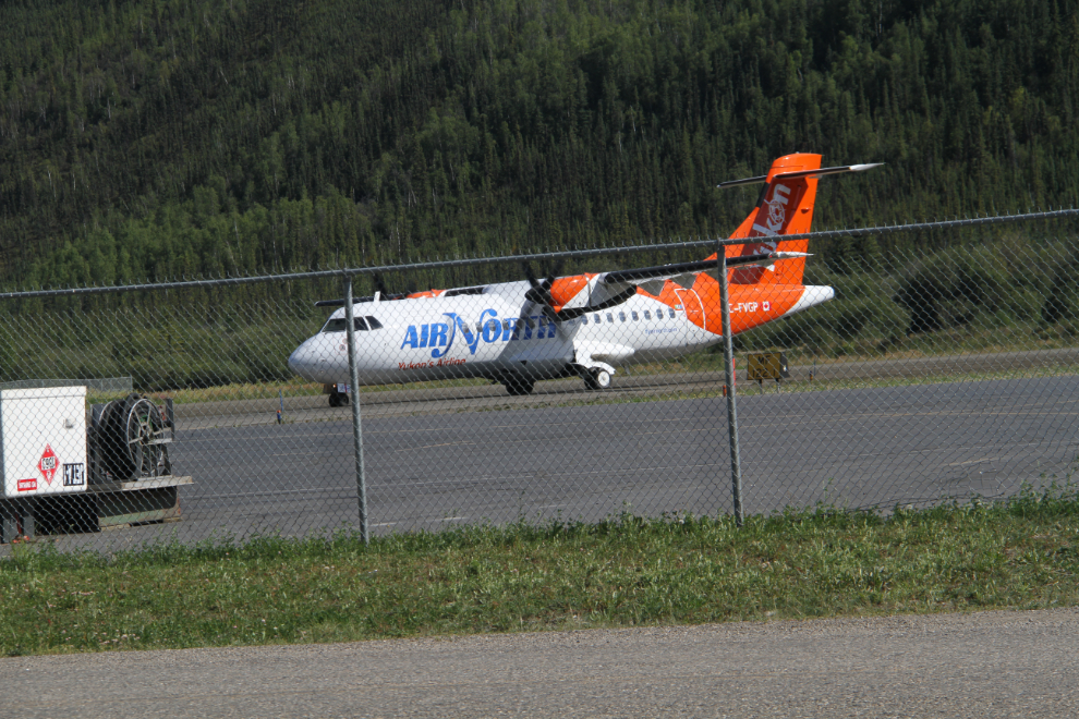 One of Air North's new ATR 42-300 turboprops arrives at Dawson