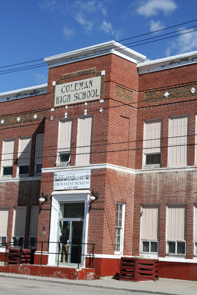 The Coleman High School now houses the Crowsnest Museum in Coleman, Alberta